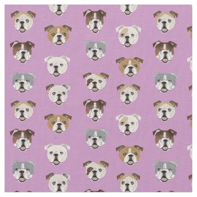 Tela Bulldoges ingleses caras de perro morado (De cerca)