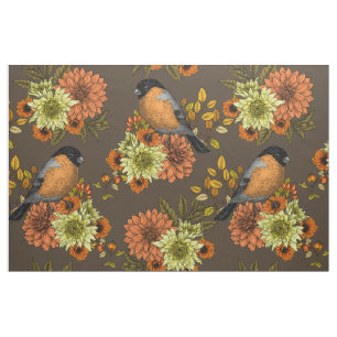 Tela Bullfinch en florales otoñales