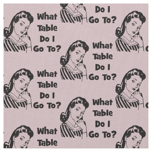 Tela Bunco Gracioso Retro Rosa ¿A Qué Mesa Voy? (De cerca)