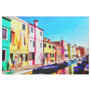 Tela Burano, pintura acuarela de Venecia