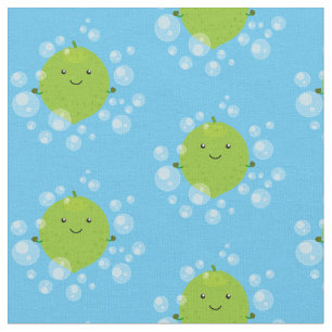 Tela Burbujas de cal verde suave ilustracion personaliz