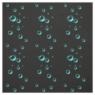 Tela Burbujas flotantes de Aqua Blue en negro