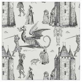 Tela caballero dragón gótico medieval esqueleto toile