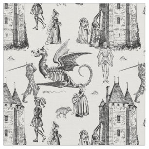 Tela caballero dragón gótico medieval esqueleto toile