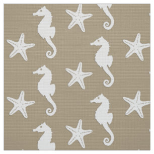 Tela Caballito de mar y estrella de mar - blanco sobre