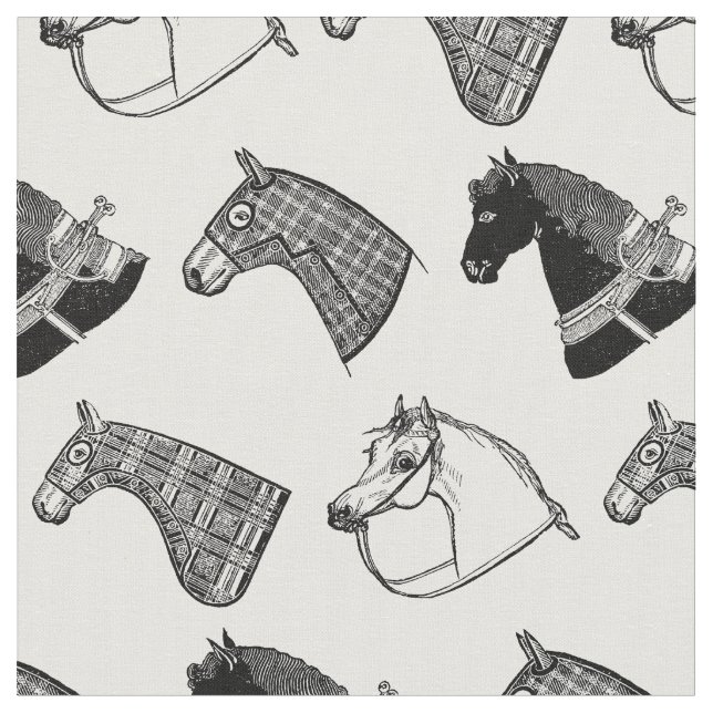Tela Caballo antiguo de patrón de caballos ilustrado de (De cerca)