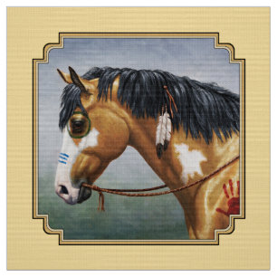 Tela Caballo de Guerra Nativo Americano Buckskin Pinto