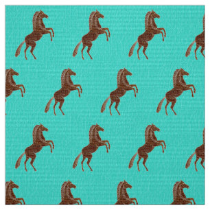 Tela Caballo de pastoreo sobre turquesa texturado