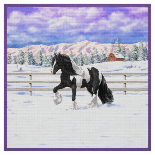 Tela Caballo de Vanner de Black Pinto Piebald Gypsy