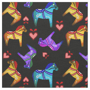 Tela Caballo folclórico dala azul/rojo/rosa/púrpura/ver