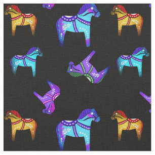 Tela Caballo folclórico dala azul/rojo/rosa/púrpura/ver