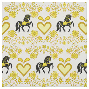 Tela Caballo folclórico frisón/oro negro 4"