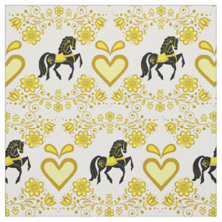 Tela Caballo folclórico frisón/oro negro 4"