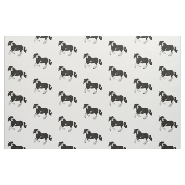 Tela Caballo gitano de Vanner del Pinto blanco y negro ("Cuarto gordo" (fat quarter))