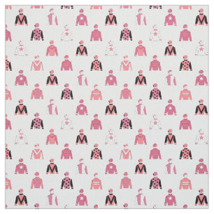 Tela Caballo montando seda de jockey rosa y blanco con 