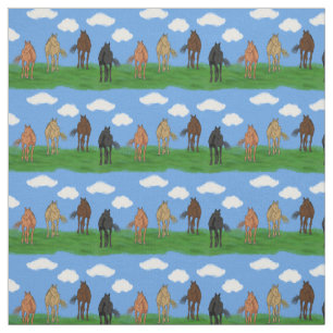 Tela Caballos con nubes de Ilustracion estampados