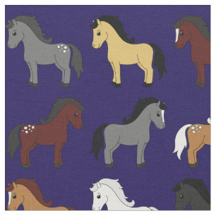 Tela Caballos de dibujos animados lindos para niños azu