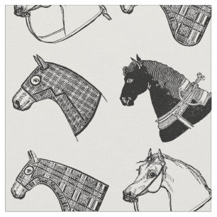 Tela Caballos de época con motivos de arte de caballos