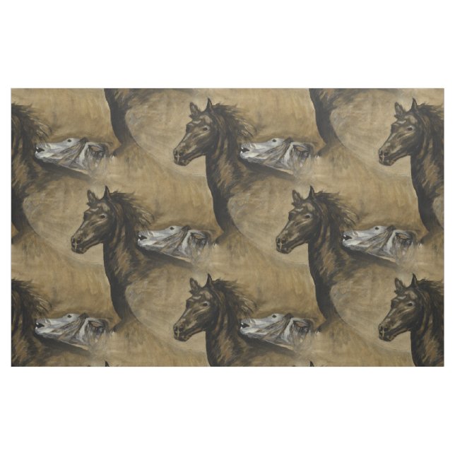 Tela Caballos enamorados Pintando acuarela J.Korp ("Cuarto gordo" (fat quarter))