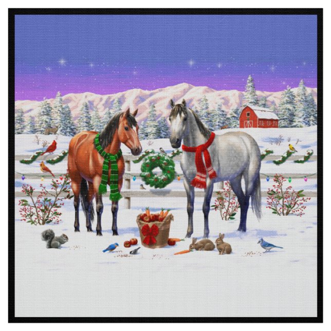 Tela Caballos navidades en nieve (Retal)