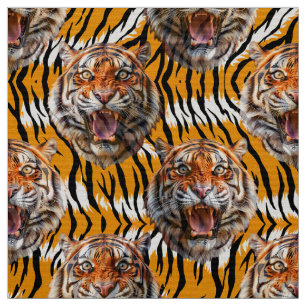 Tela Cabeza De Tigre Sobre El Diseño De Impresión Anima