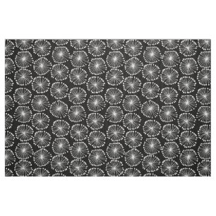 Tela Cabezas de semilla - Blanco sobre negro