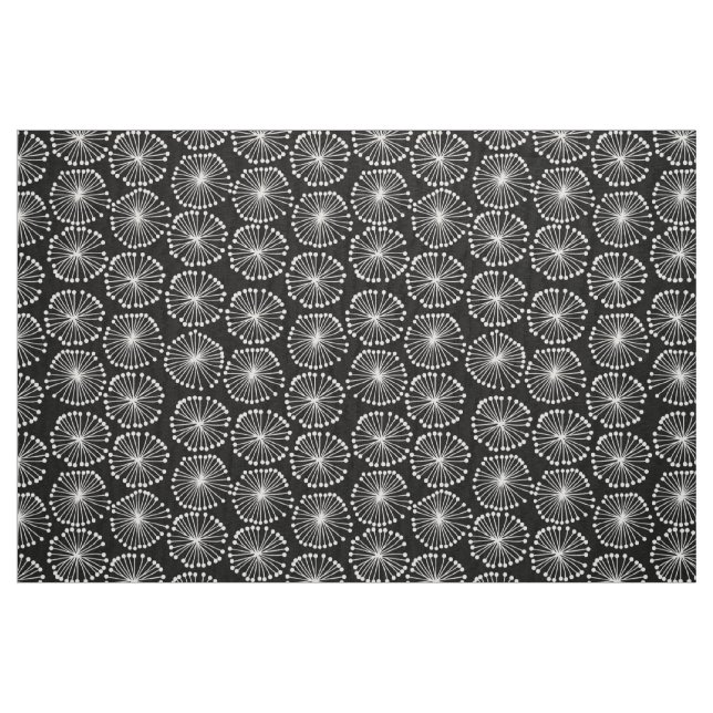 Tela Cabezas de semilla - Blanco sobre negro ("Cuarto gordo" (fat quarter))
