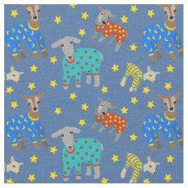 Tela Cabras con pijamas con estrellas con estampado azu