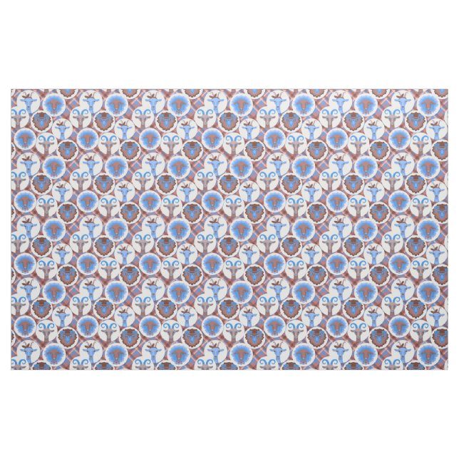 Tela Cabras Hipster azules y marrones - GetYerGoat™ ("Cuarto gordo" (fat quarter))