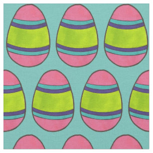 Tela Cacería de huevos de pascua pintada con rayas rosa
