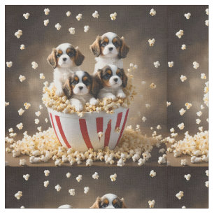 Tela Cachorros Cavalier Spaniel con Palomitas de Maíz,
