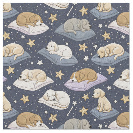 Tela Cachorros Durmiendo Noche Estrellada - Patrón de P