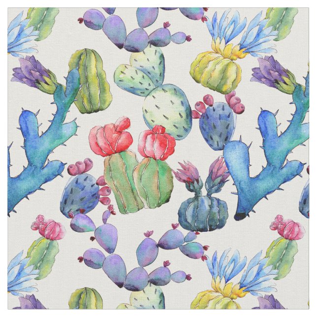 Tela Cacti color agua (De cerca)