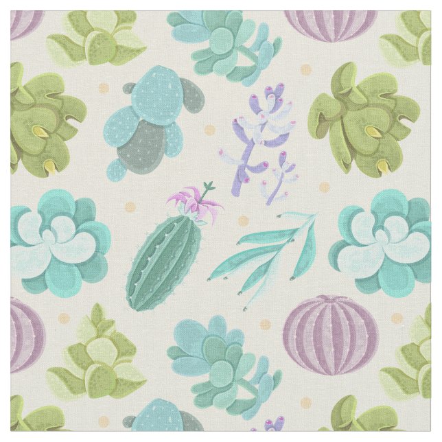 Tela Cactus acuarela (De cerca)