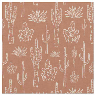 Tela Cactus Boho Occidental Sureño Neutro Calido Arcill