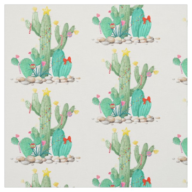 Tela Cactus de Navidad Agua Fuerte del Suroeste (Retal)