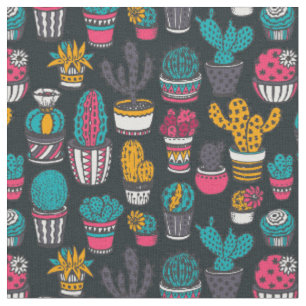 Tela Cactus dibujado mano en modelo del estilo del