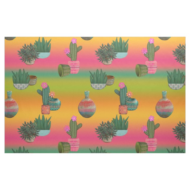 Tela Cactus en ollas de Ombre suroeste ("Cuarto gordo" (fat quarter))