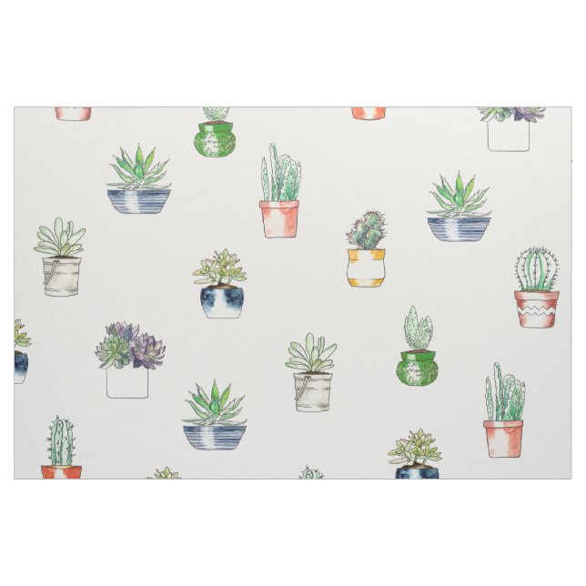 Tela Cactus en plantadores patrón sin soldadura ("Cuarto gordo" (fat quarter))
