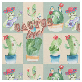 Tela cactus love - acuarela, diseño con cactus y t