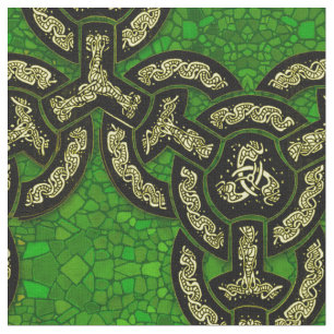 Tela Cadena céltica del dragón grande en verde oscuro