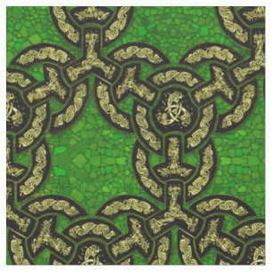 Tela Cadena de dragones celtas en verde oscuro