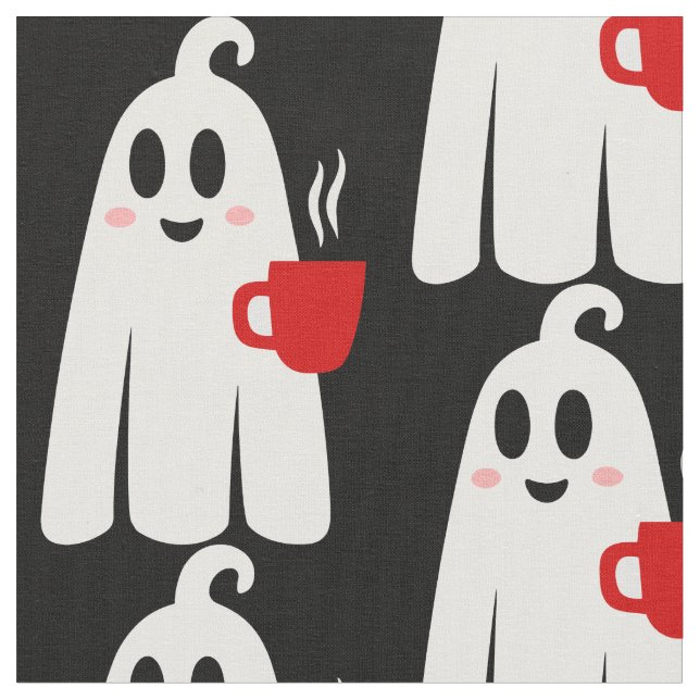 Tela café de halloween beber fantasma divertido (De cerca)