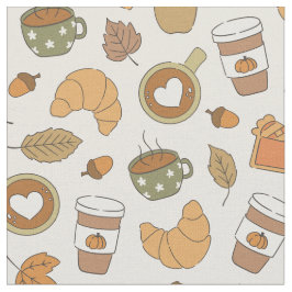 Tela Café de Otoño Especias de Calabaza Hojas de Otoño 