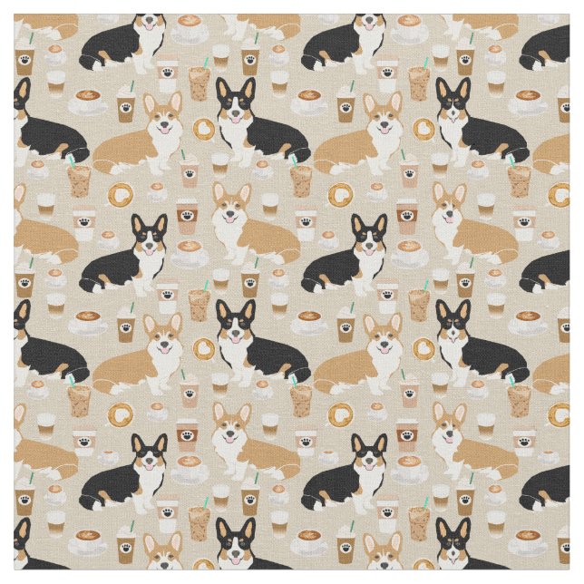 Tela Café del Corgi - perros del corgi de la rebeca (De cerca)