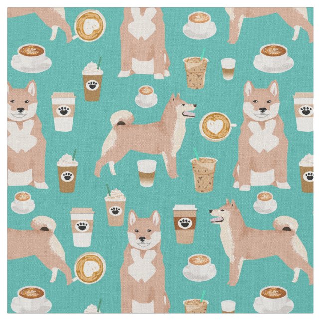 Tela café shiba u turquesa (De cerca)