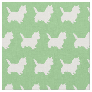 Tela Cairn Terrier Dog Silhouette Mascota Sage Green