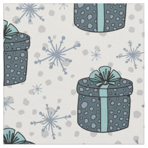 Tela Cajas De Regalo Y Copos De Nieve