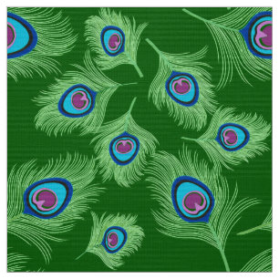 Tela Cal y plumas azules del pavo real en verde