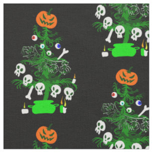 Tela calabaza de árbol de navidad de halloween